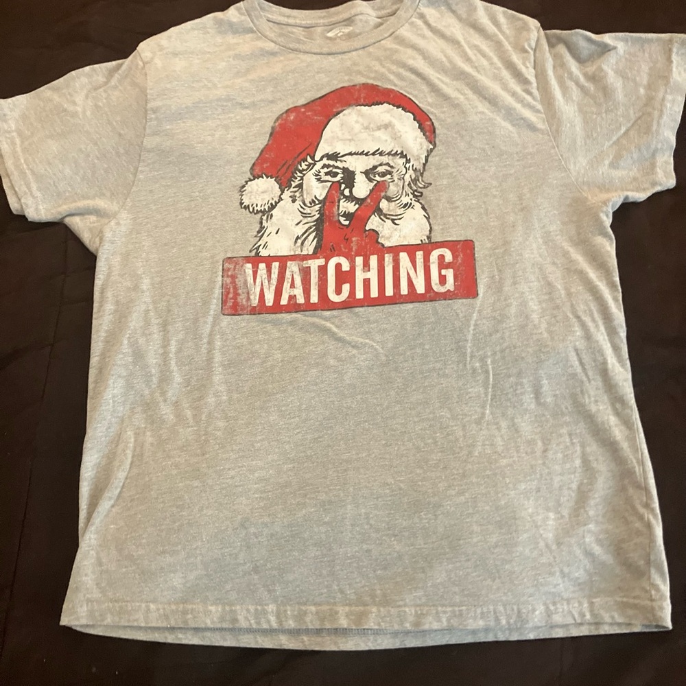 Gray Santa Graphic T-Shirt Size XL
